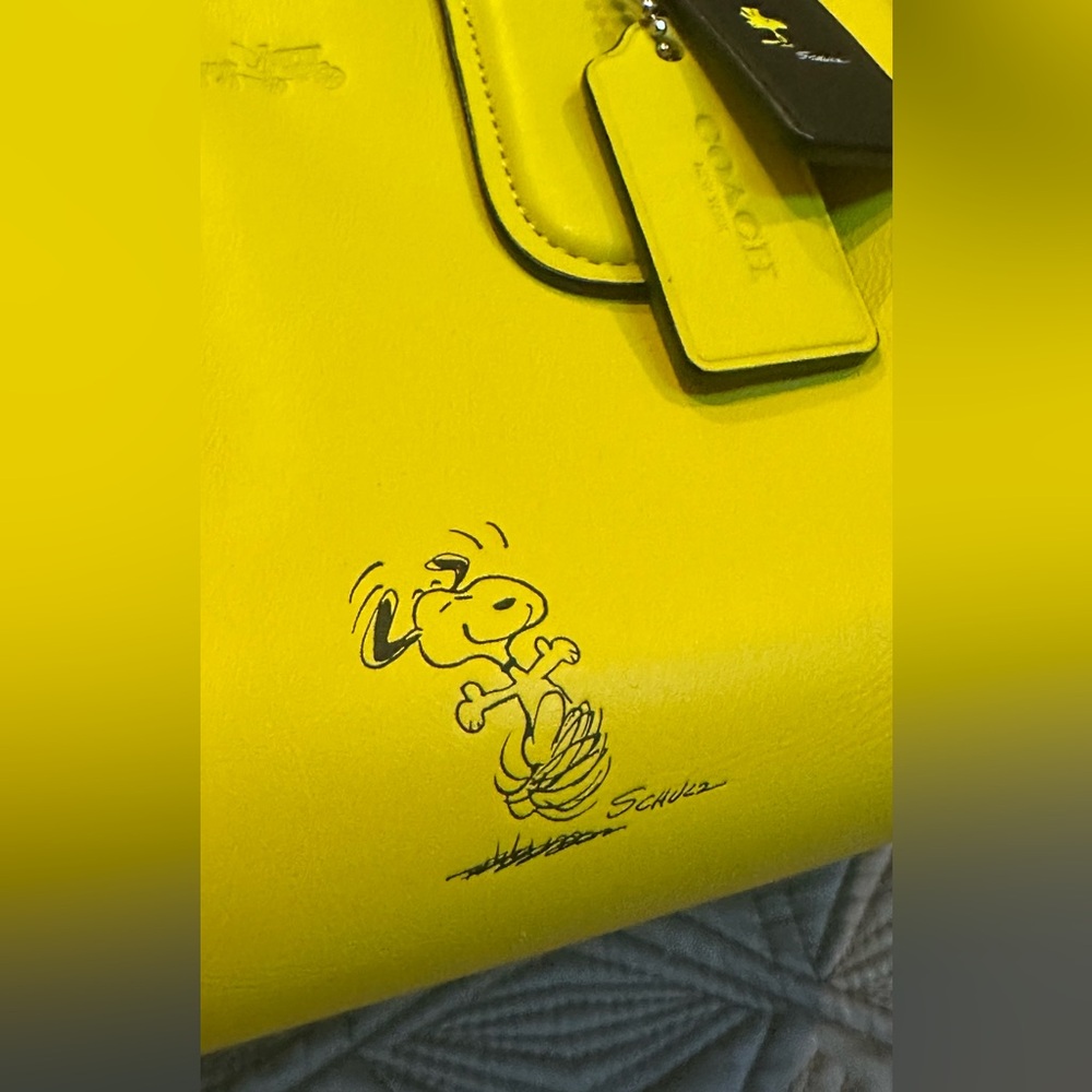 COACH X PEANUTS Snoopy Mini Surrey Yellow Satchel Crossbody + Woodstock Hang Tag - Picture 6 of 10